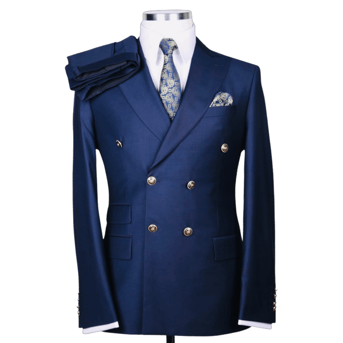 Lisse double breasted business suit navy blue