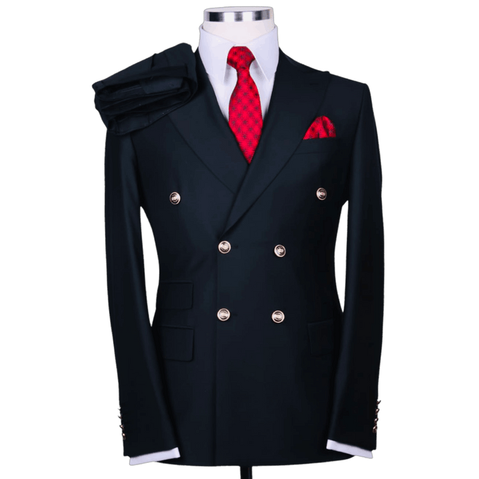 Lisse double breasted business suit black