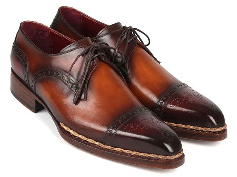 Paul Parkman Norwegian Welted Cap Toe Derby Shoes Bordeaux & Brown