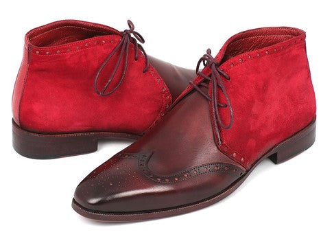 Paul Parkman Men's Chukka Boots Bordeaux Suede & Leather