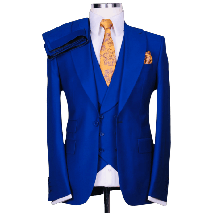 Wallstreet 3 piece metallic blue business suit