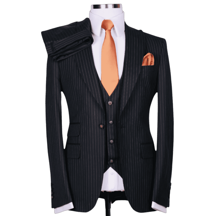 Classic Italian black orange stripes suit