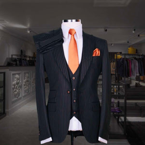 Classic Italian black orange stripes suit