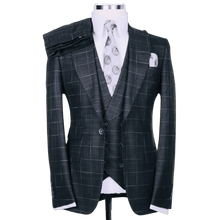 Load image into Gallery viewer, Pattern plaid suit dark grey