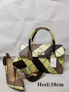 Brown, Yellow Handbag Set - Distinctive Shoes