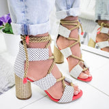 Rope Lace Up Multi Color Sandal - Distinctive Shoes