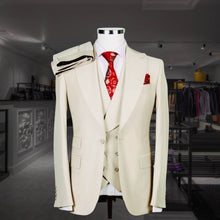 Load image into Gallery viewer, Wallstreet 3 piece cream business suit