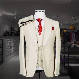 Wallstreet 3 piece cream business suit