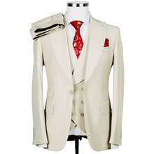 Load image into Gallery viewer, Wallstreet 3 piece cream business suit