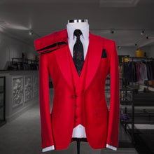 Load image into Gallery viewer, Wallstreet 3 piece red business suit